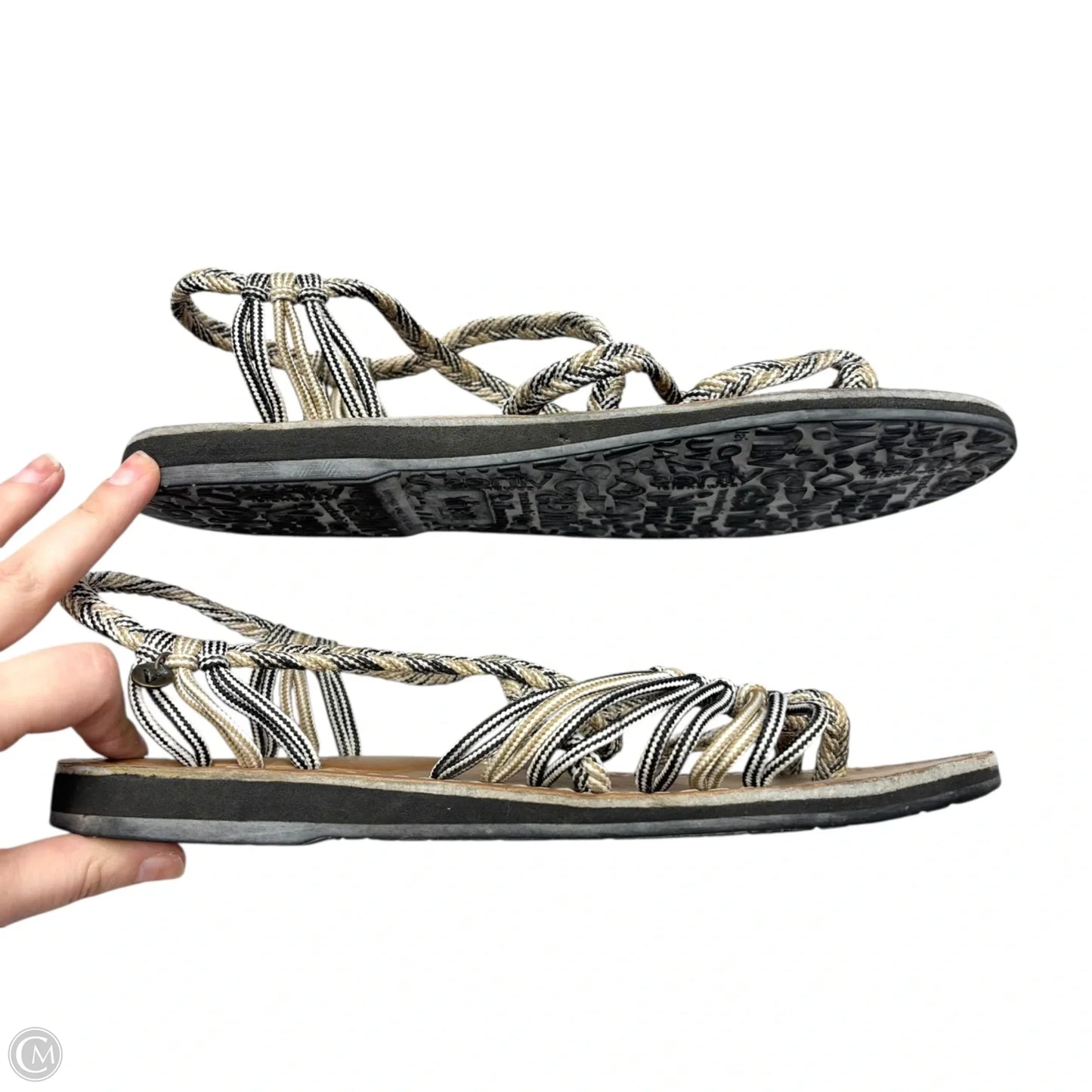 Sandals Flats By Vines In Black & Tan, Size: 10