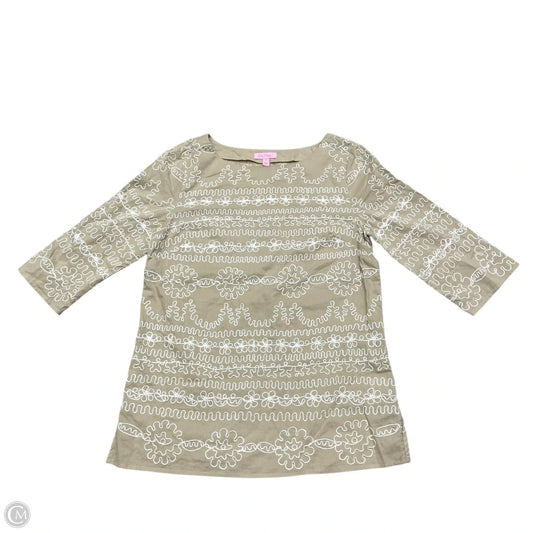 Top Long Sleeve Designer By Lilly Pulitzer In Cream & White, Size: S