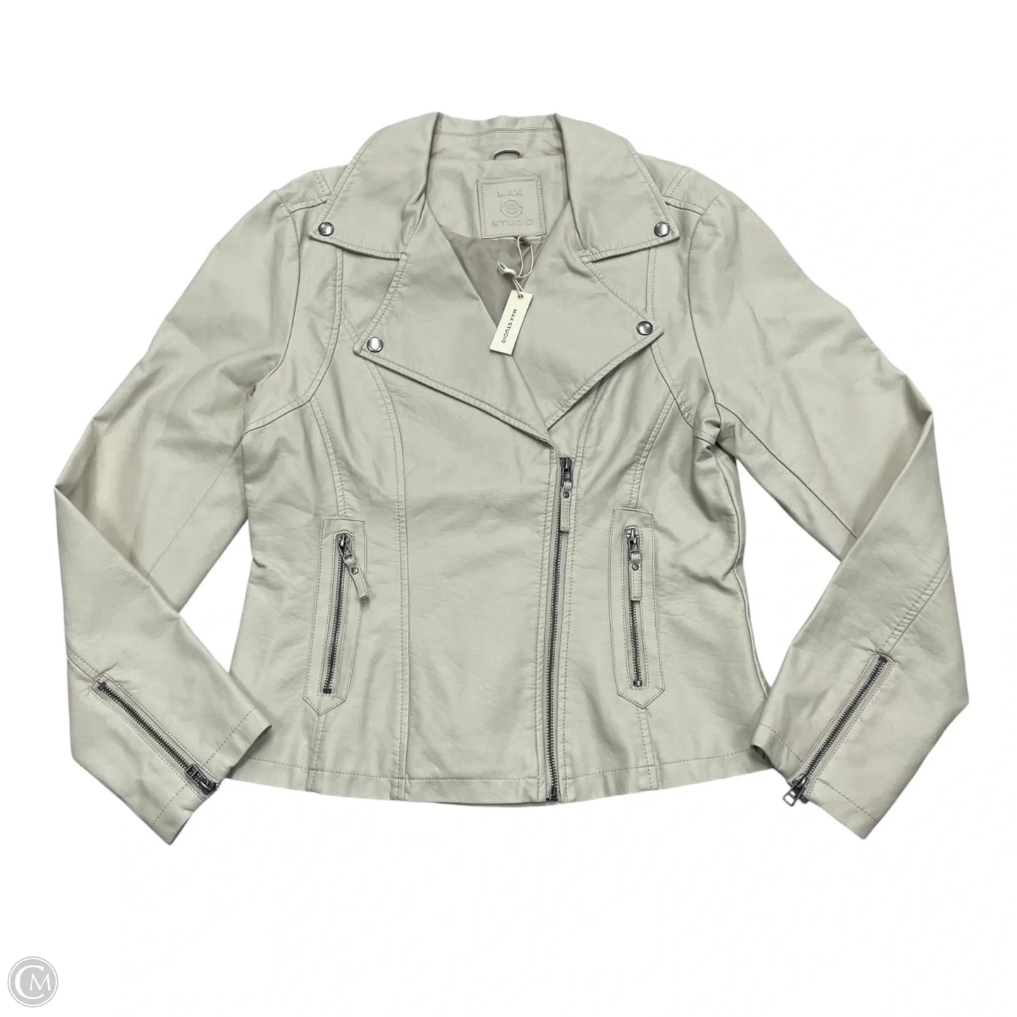 Jacket Moto By Max Studio In Cream, Size: Xl
