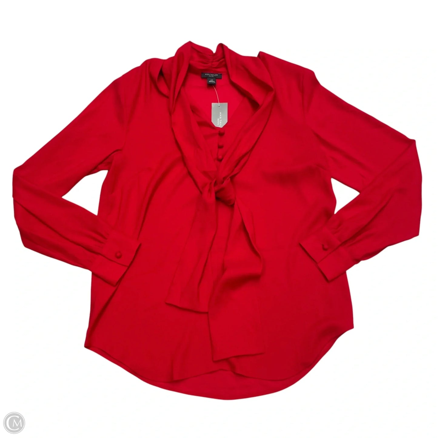 Blouse Long Sleeve By Ann Taylor In Red, Size: Xsp