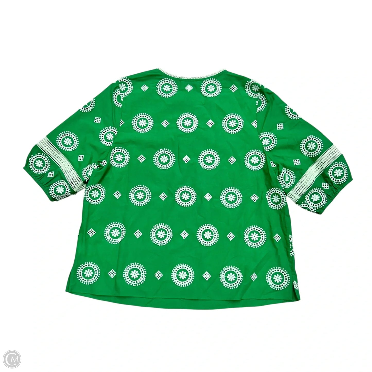 Top Short Sleeve By Cartolina In Green & White, Size: S