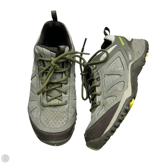 Shoes Hiking By Merrell In Green & Grey, Size: 8