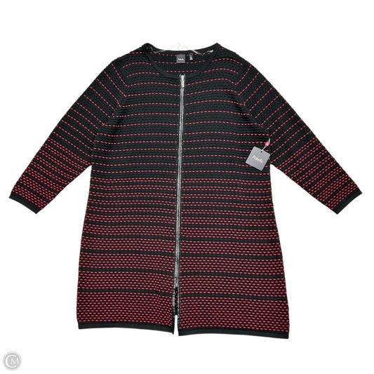 Sweater Cardigan By Rafaella In Black & Red, Size: 2x