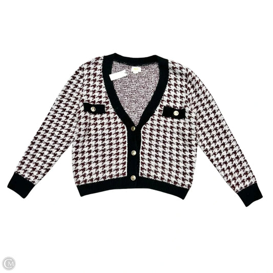 Cardigan By Anthropologie In Maroon & White, Size: L