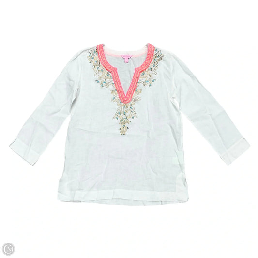 Top Long Sleeve Designer By Lilly Pulitzer In White, Size: S