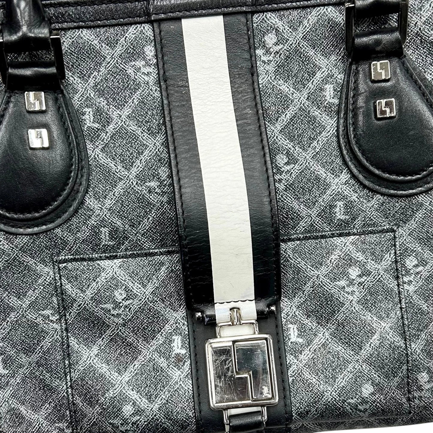 Handbag Leather By Lamb, Size: Medium