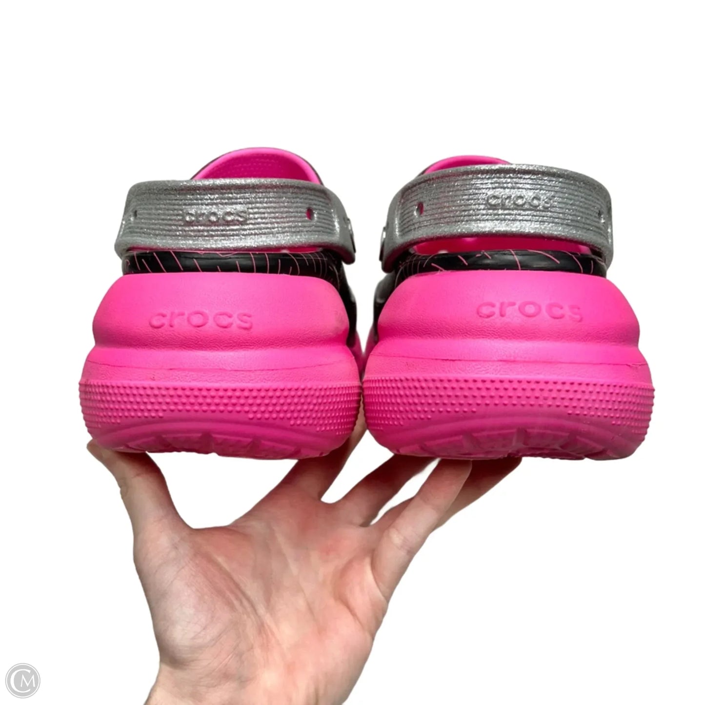 Shoes Sneakers Platform By Crocs In Black & Pink, Size: 9