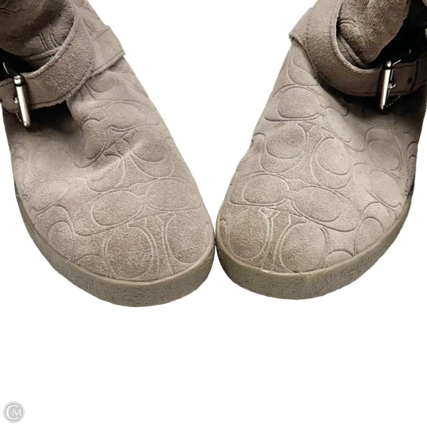 Boots Designer By Coach In Grey, Size: 8.5