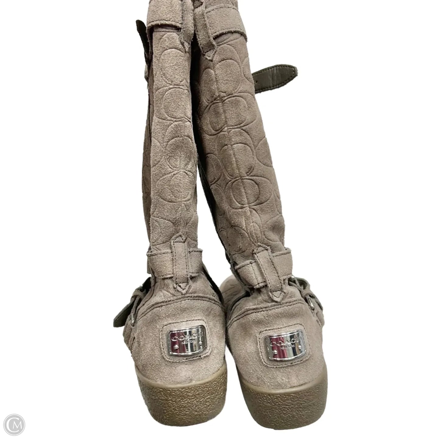 Boots Designer By Coach In Grey, Size: 8.5