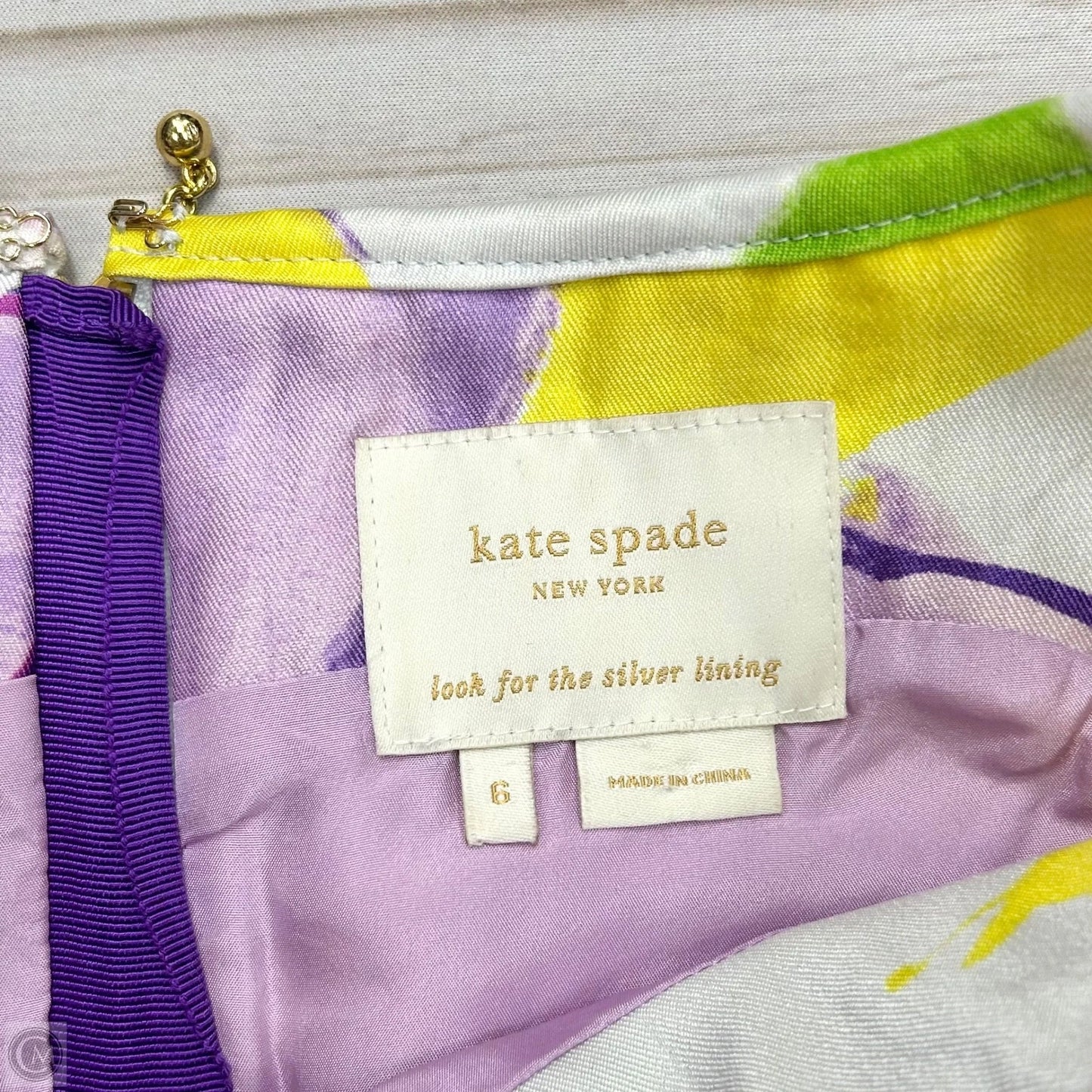 Dress Designer By Kate Spade In Purple & Yellow, Size: S