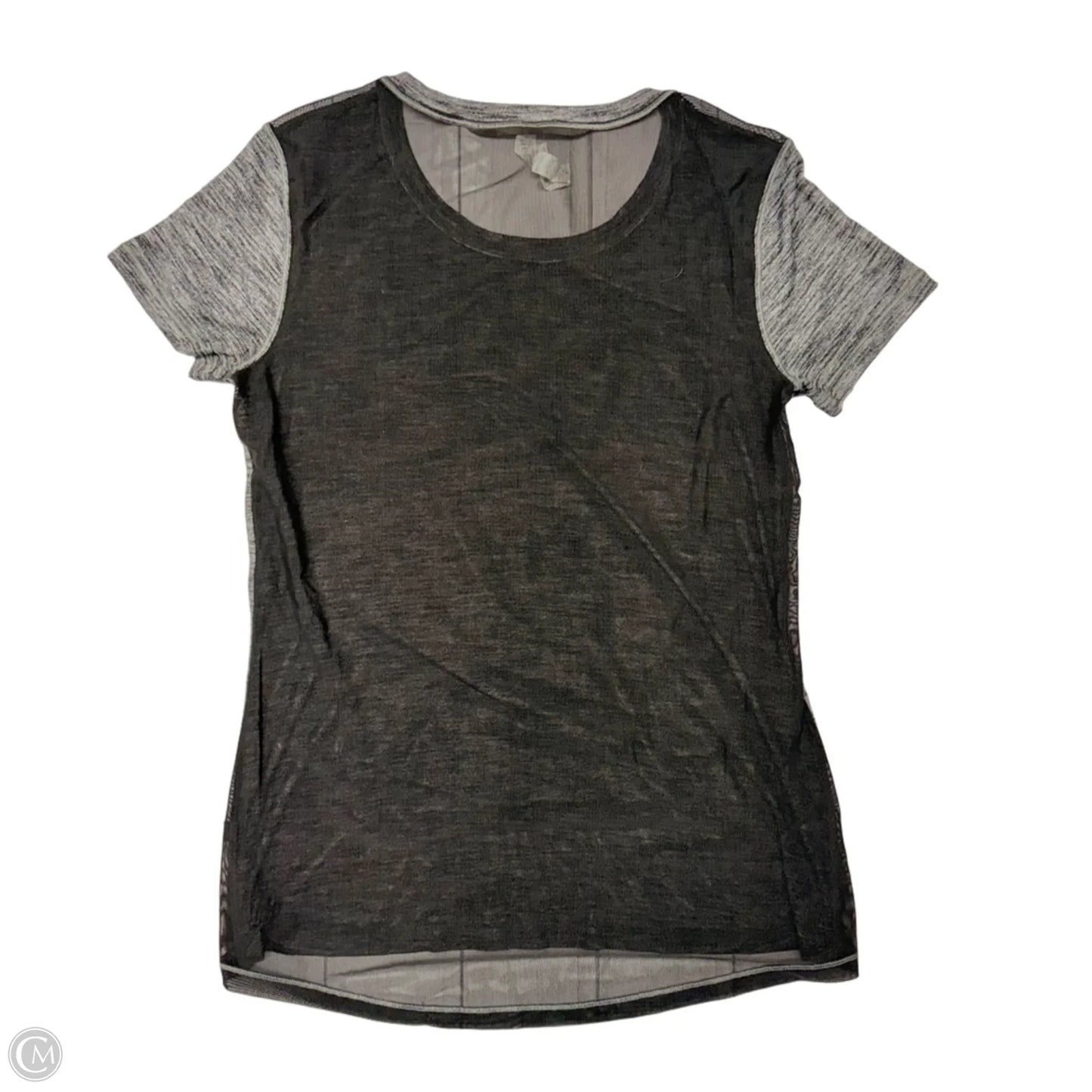 Athletic Top Short Sleeve By Lululemon In Black & Grey, Size: M