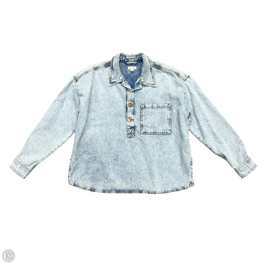Top Long Sleeve By Pilcro In Blue Denim, Size: Xxs