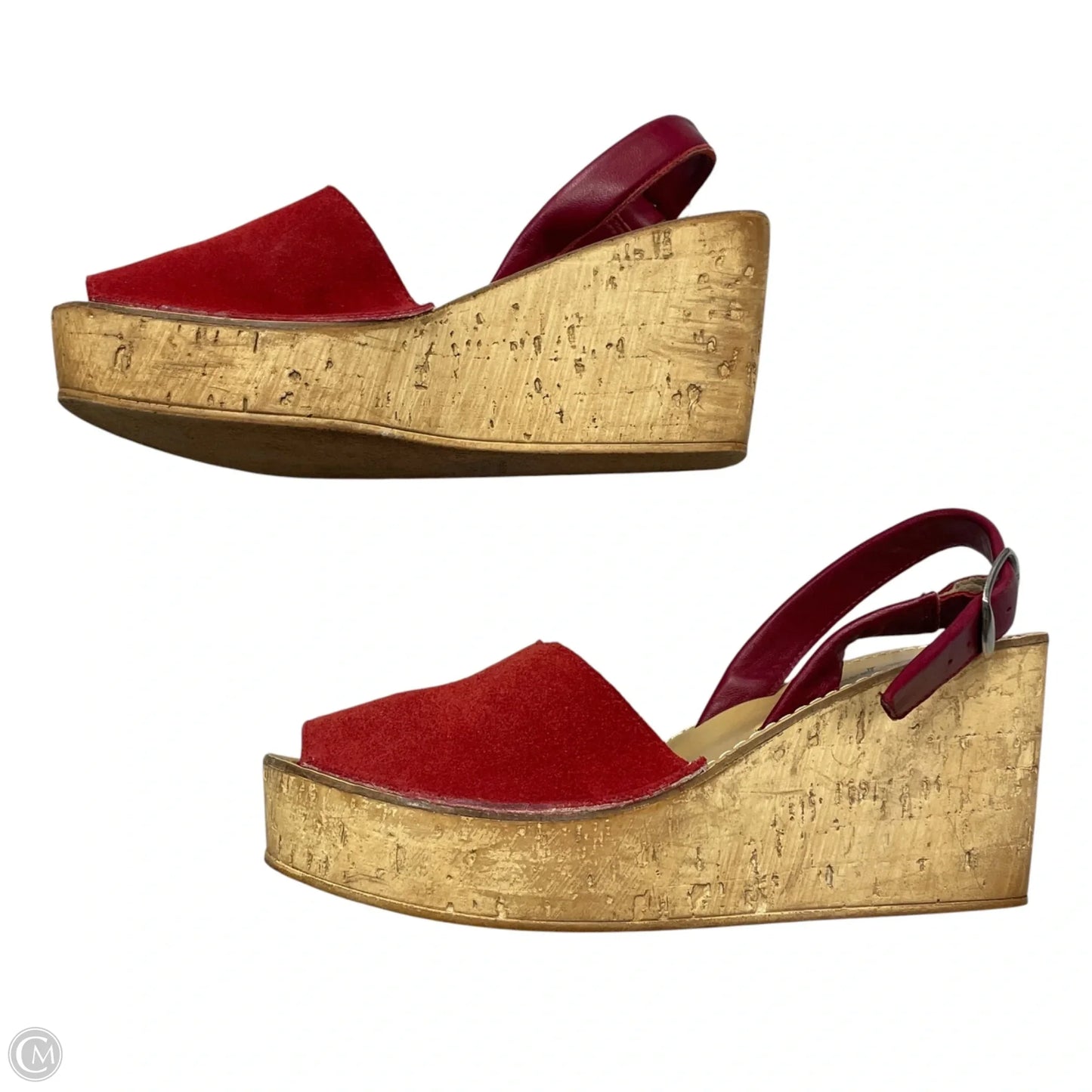 Sandals Heels Wedge By Free People In Brown & Red, Size: 7.5