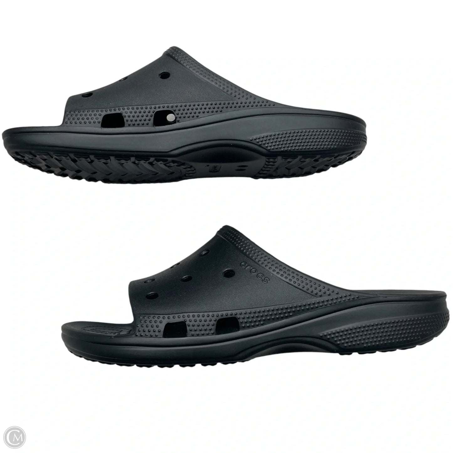 Sandals Flats By Crocs In Black, Size: 11.5