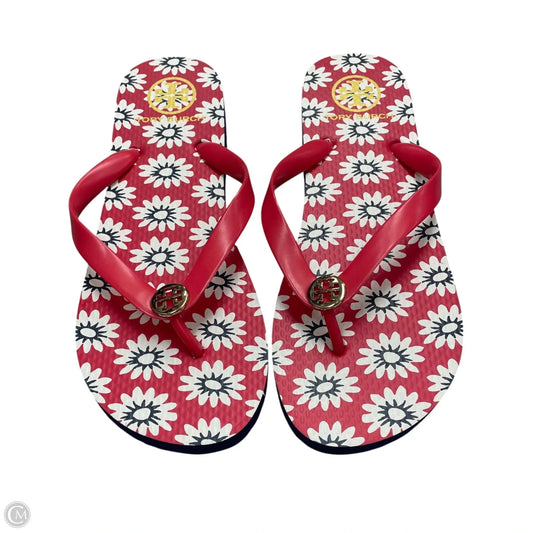 Sandals Designer By Tory Burch In Blue & Red & White, Size: 9