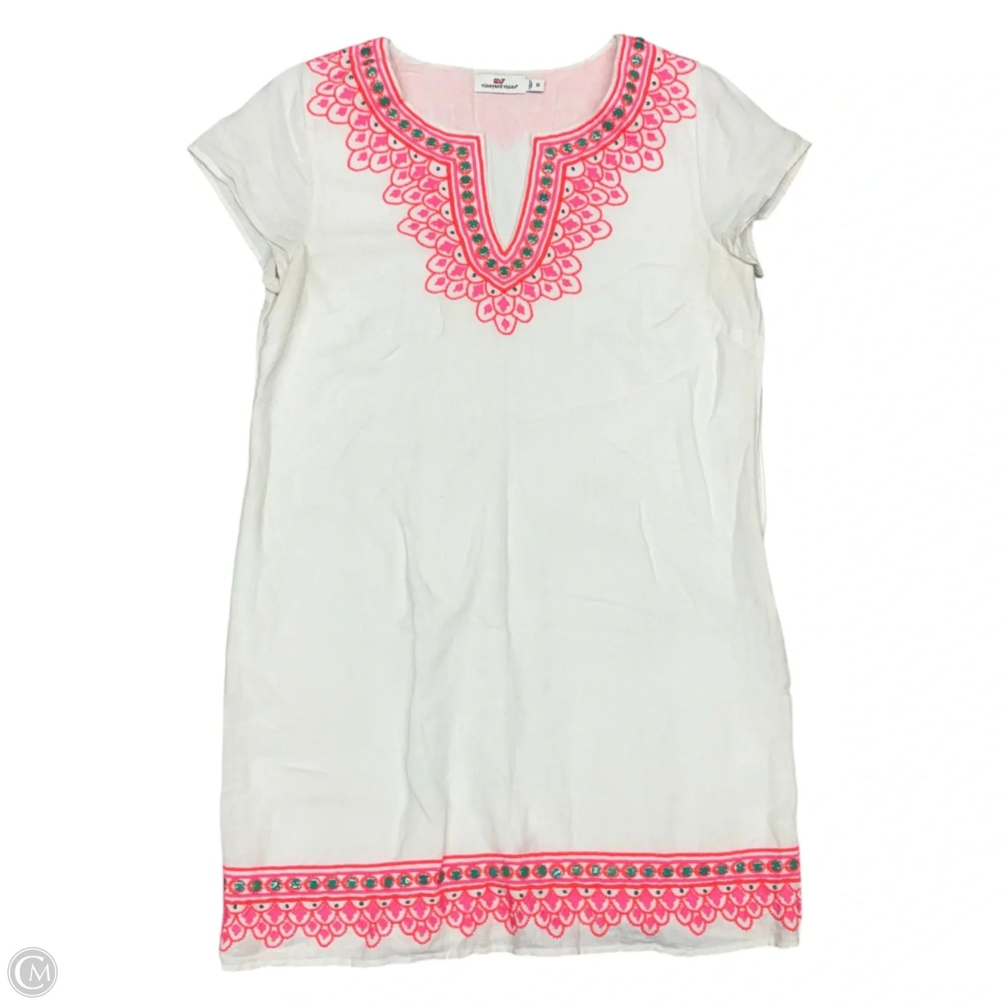 Dress Casual Midi By Vineyard Vines In Pink & White, Size: M