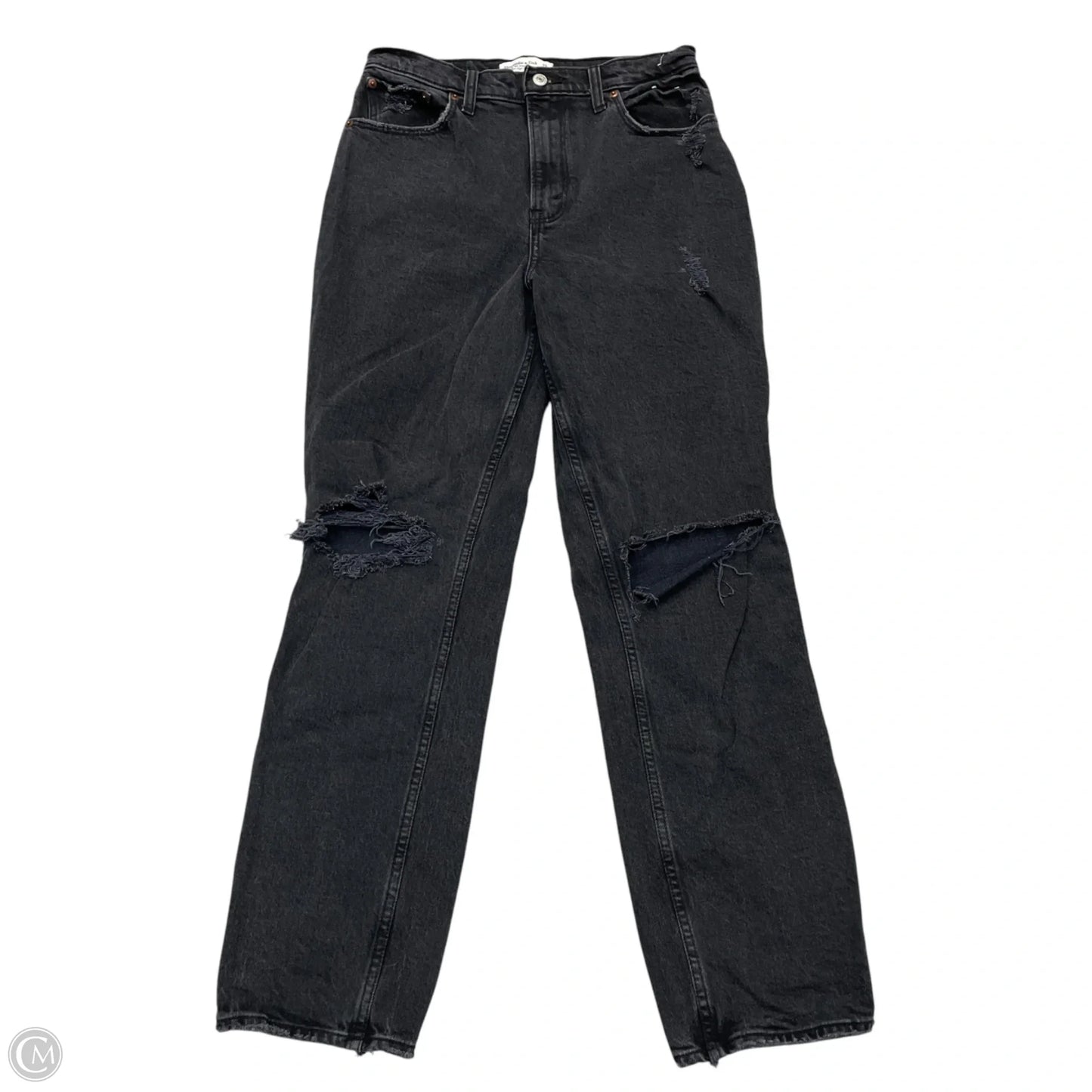 Jeans Straight By Abercrombie And Fitch In Black Denim, Size: 8