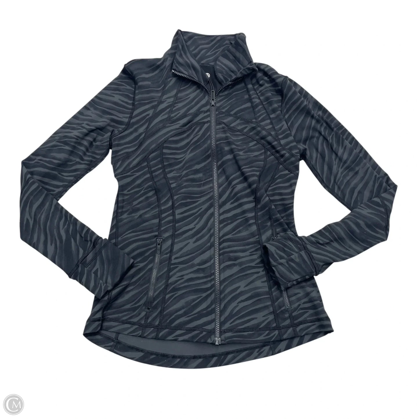 Athletic Jacket By Lululemon In Black & Grey, Size: M
