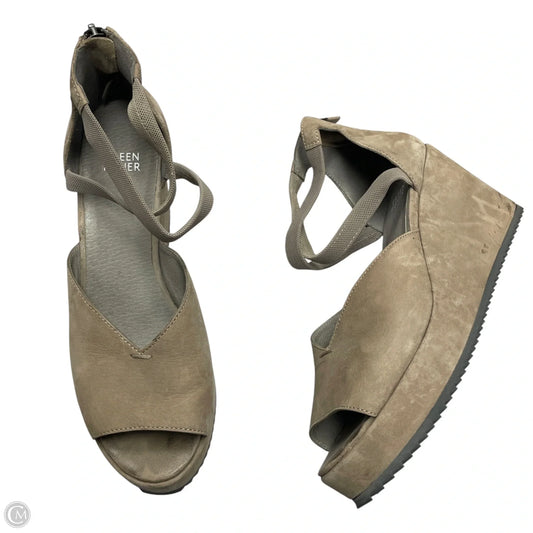 Sandals Heels Wedge By Eileen Fisher In Taupe, Size: 8.5