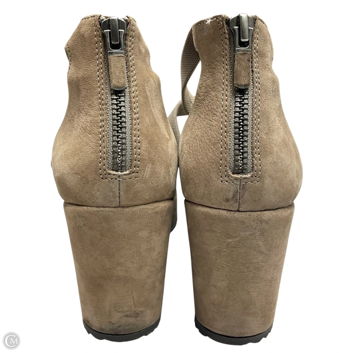 Sandals Heels Wedge By Eileen Fisher In Taupe, Size: 8.5