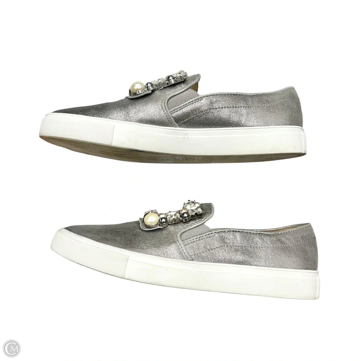 Shoes Designer By Karl Lagerfeld In Silver & White, Size: 7