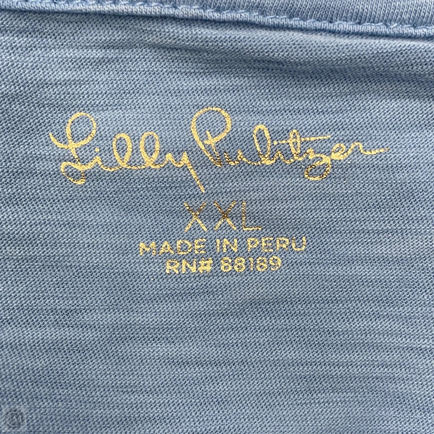 Top Short Sleeve Designer By Lilly Pulitzer In Blue, Size: Xxl