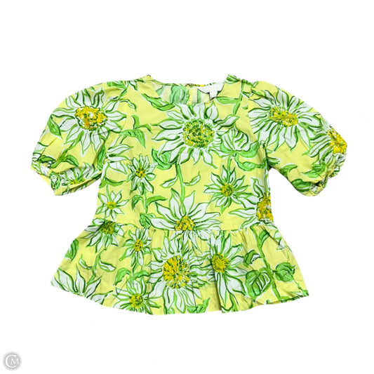 Top Short Sleeve Designer By Lilly Pulitzer In Green & Yellow, Size: Xxs