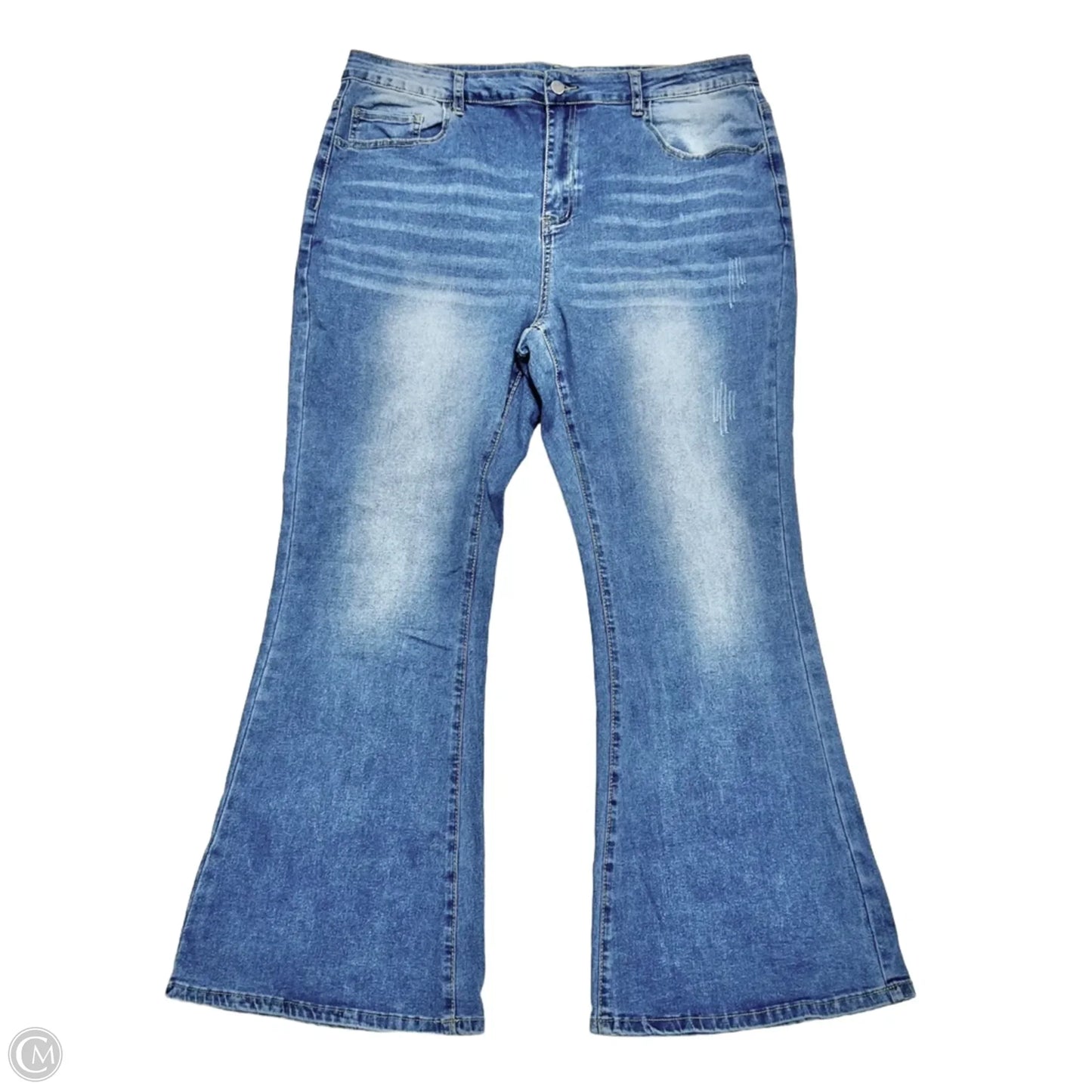 Jeans Flared In Blue Denim, Size: 3x