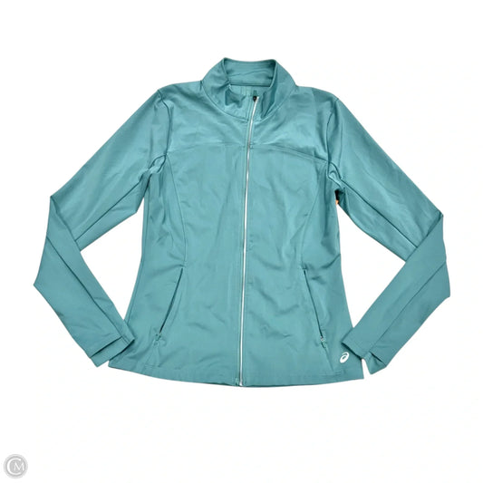 Athletic Jacket By Asics In Blue, Size: S