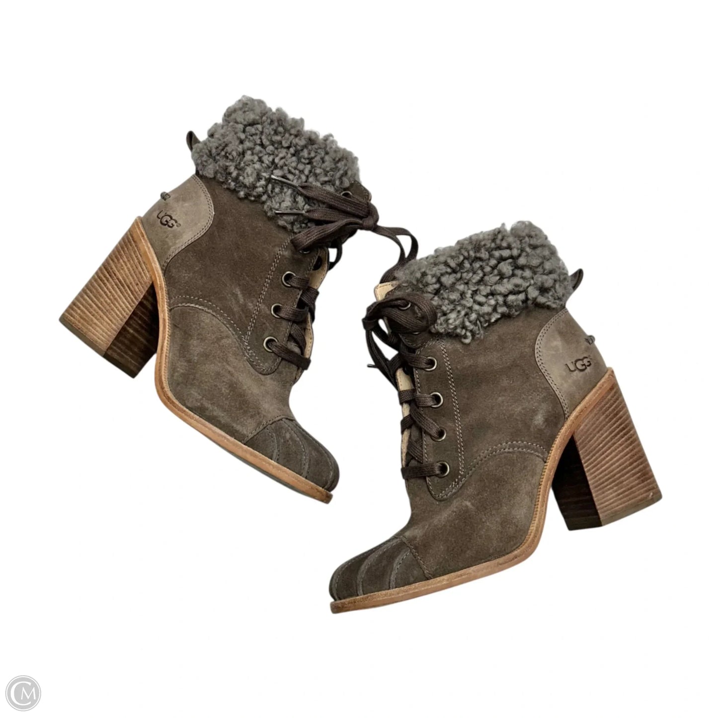 Boots Designer By Ugg In Brown & Grey, Size: 8.5