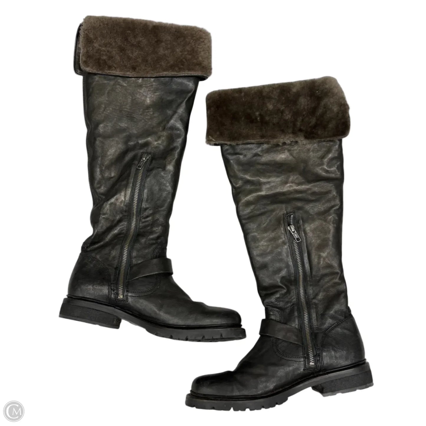 Boots Designer By Frye In Black & Brown, Size: 8