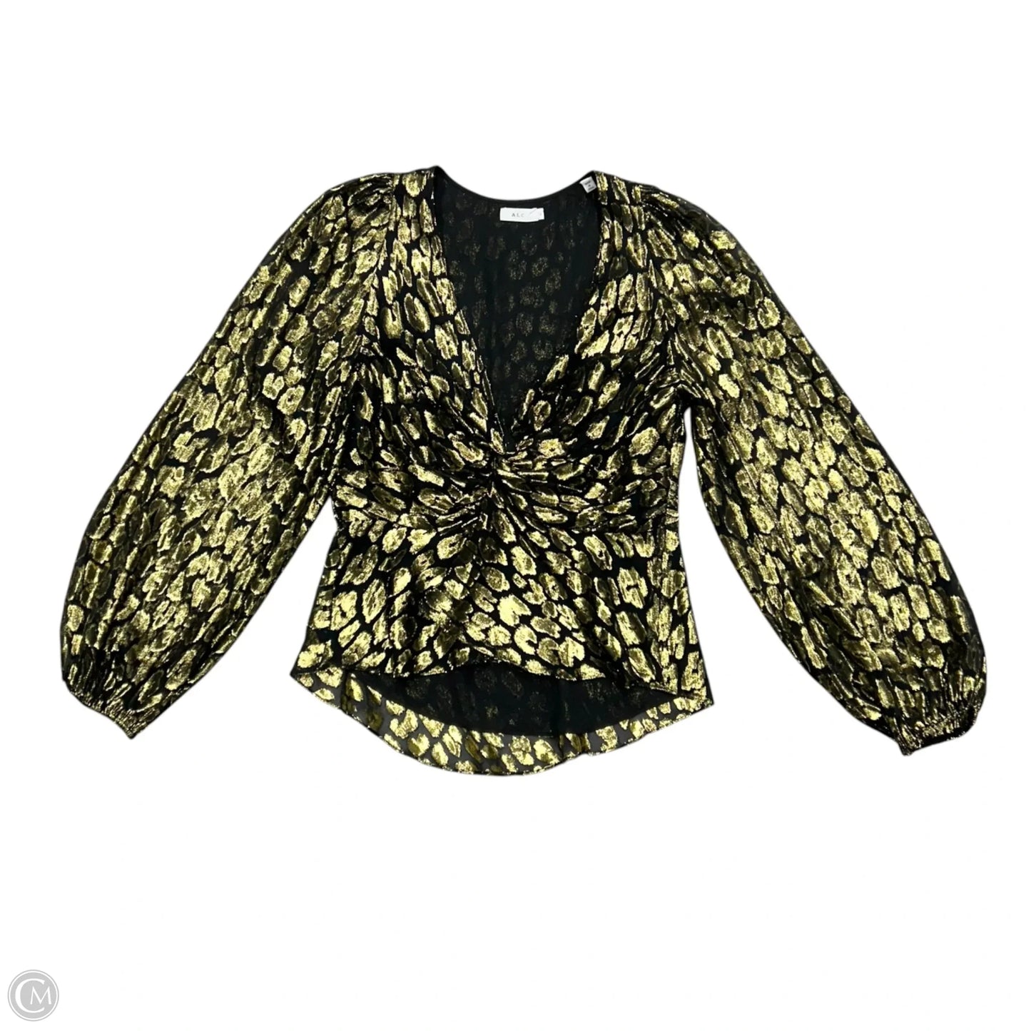 Blouse Long Sleeve By Alc In Black & Gold, Size: L