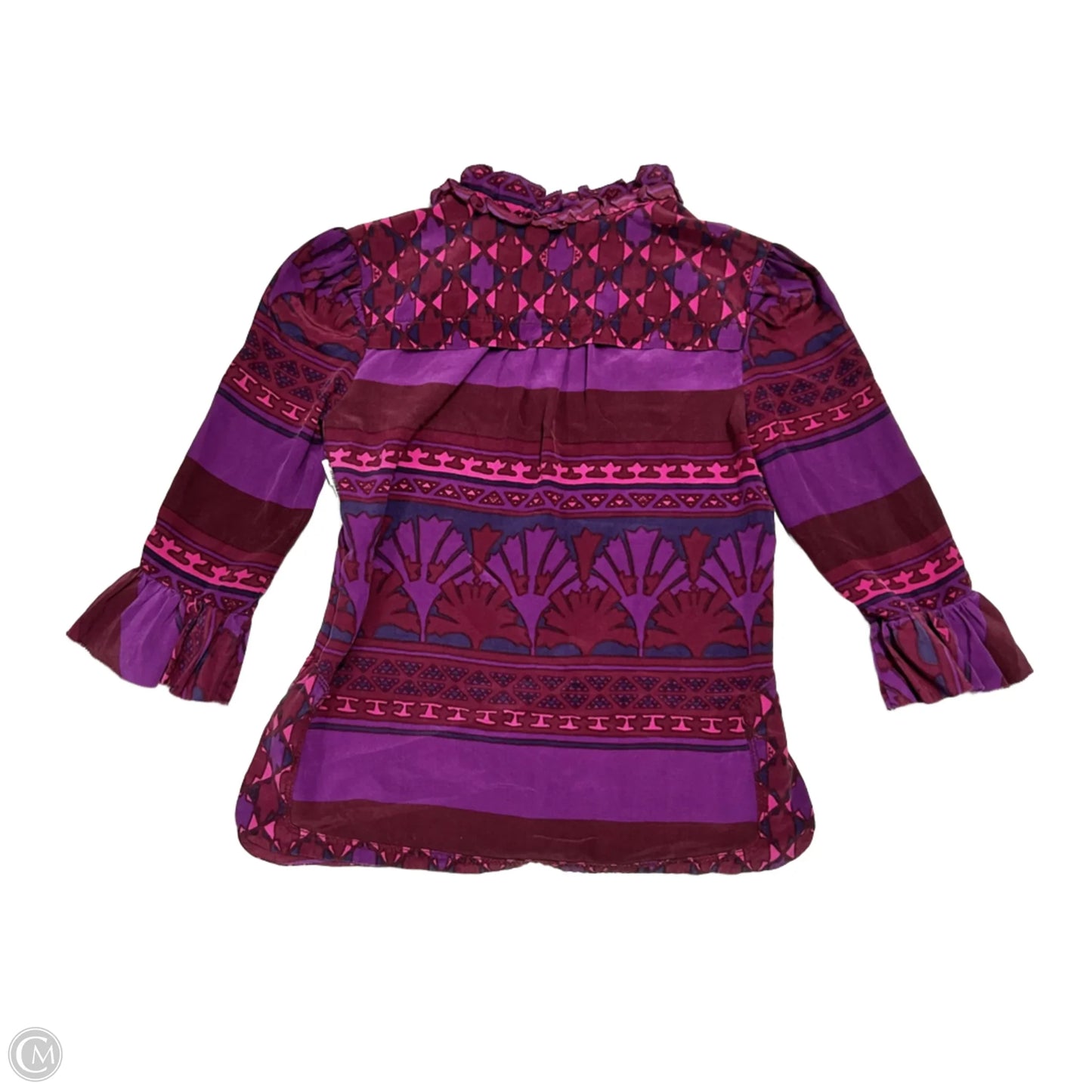 Top 3/4 Sleeve Designer By Tory Burch In Purple, Size: Xs