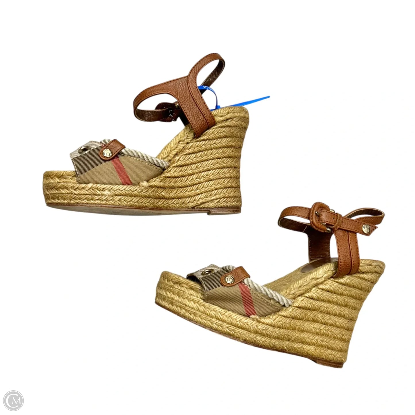 Sandals Luxury Designer By Burberry In Plaid Pattern, Size: 5.5