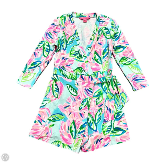 Romper Designer By Lilly Pulitzer In Green & Pink, Size: Xs