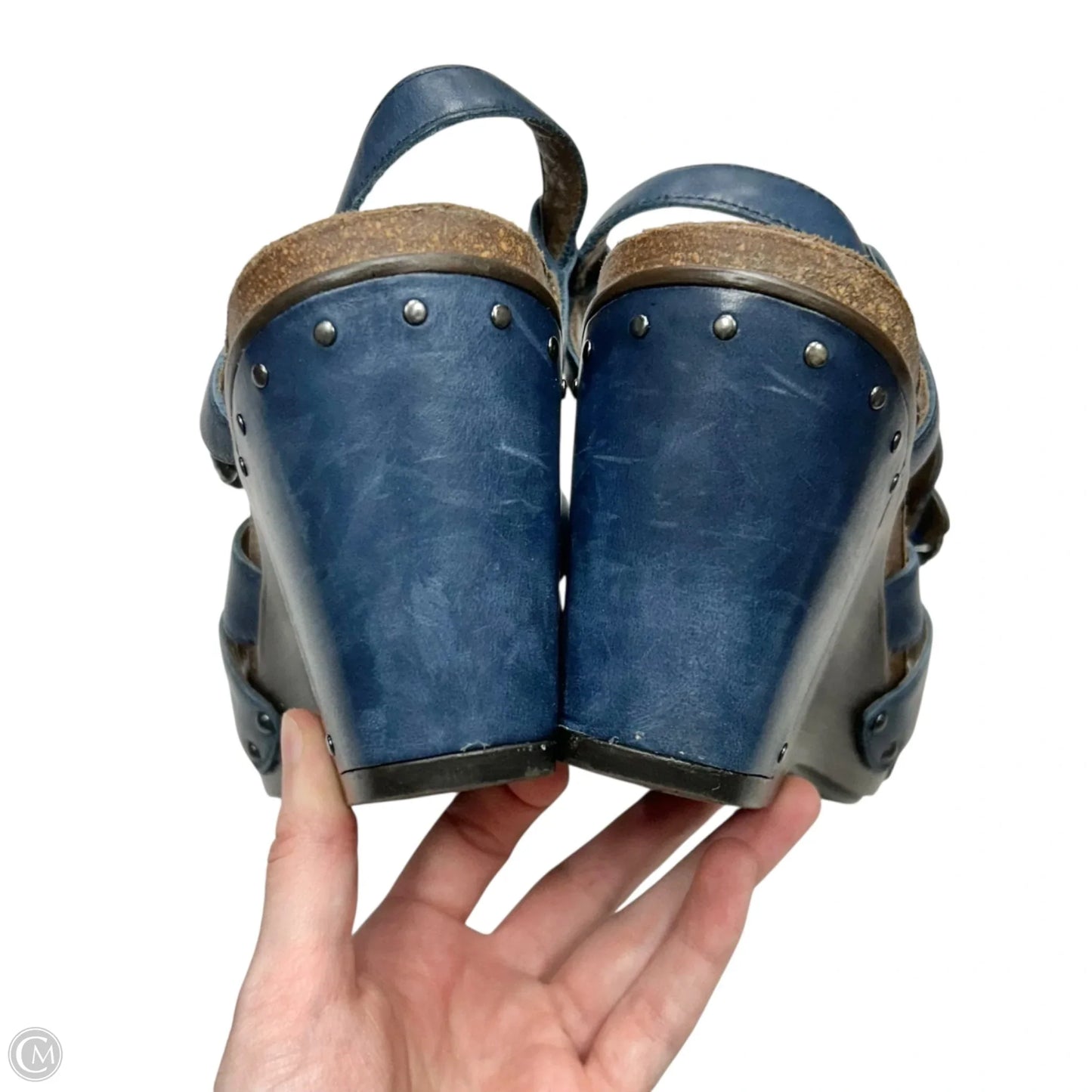 Sandals Heels Wedge By Dansko In Blue & Brown, Size: 8.5