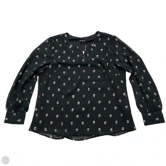 Blouse Long Sleeve By Talbots In Black & Silver, Size: Lp
