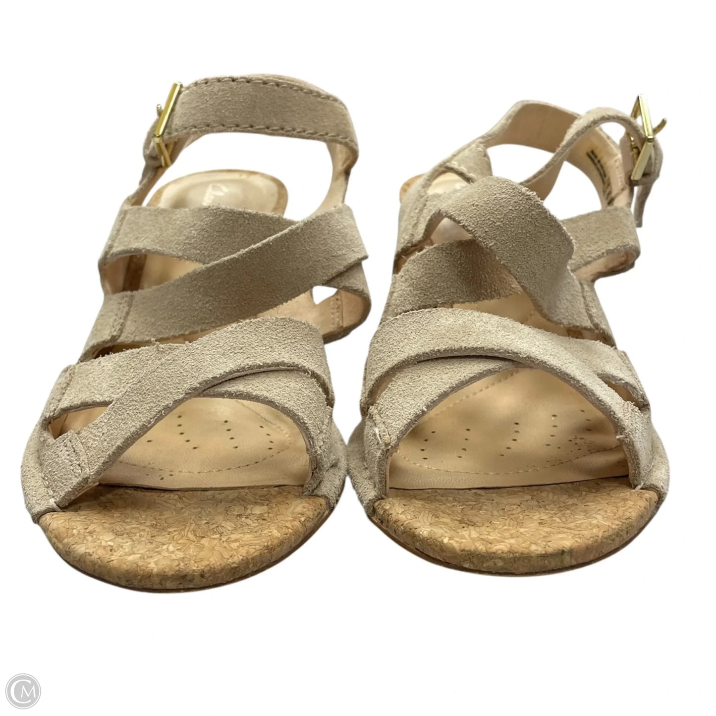 Sandals Heels Block By Clarks In Taupe, Size: 7.5