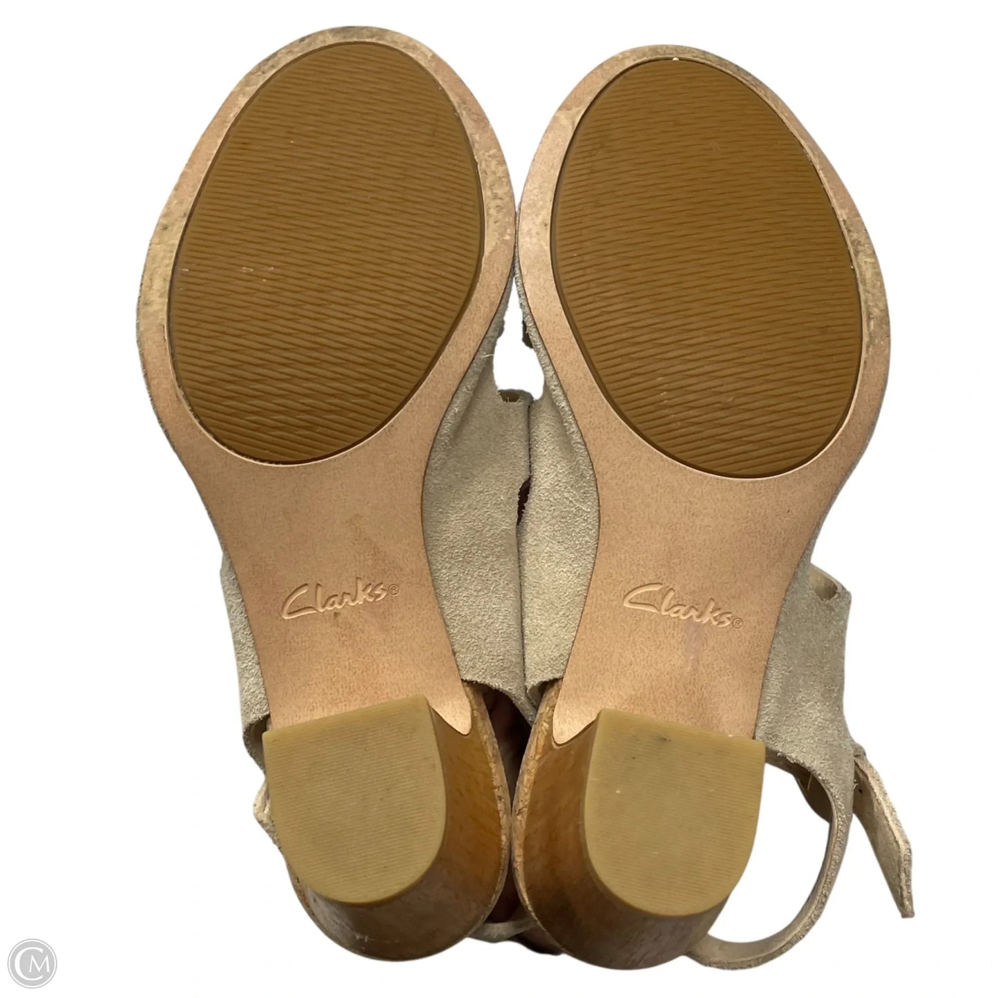 Sandals Heels Block By Clarks In Taupe, Size: 7.5