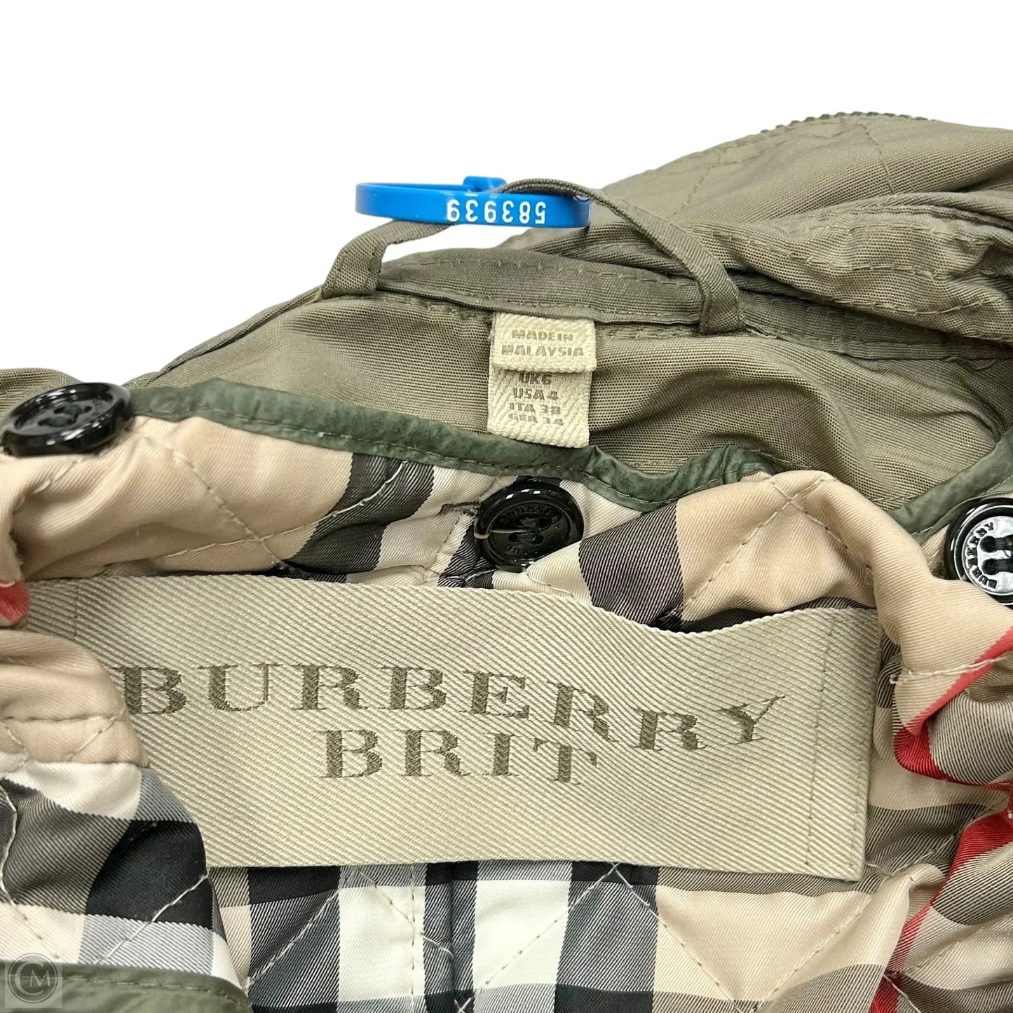 Jacket Luxury Designer By Burberry In Green, Size: S