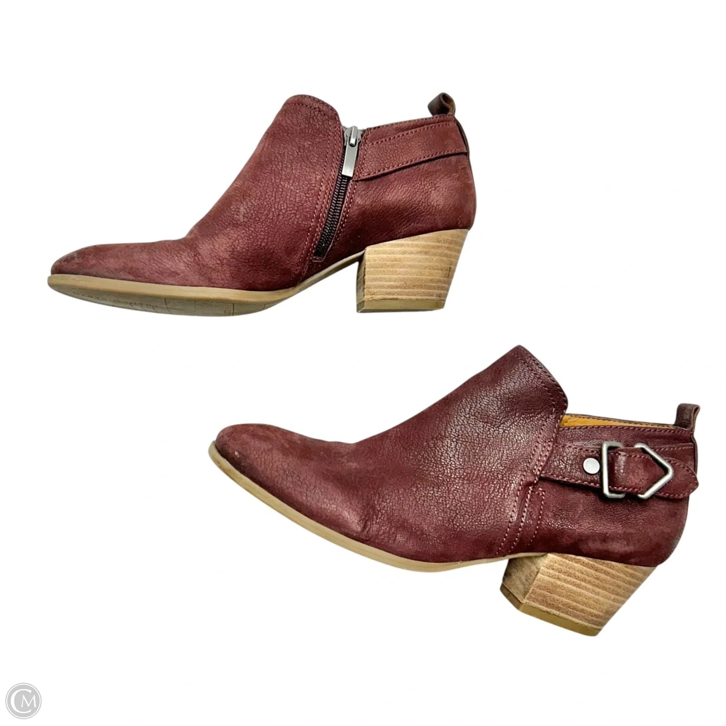 Boots Ankle Heels By Franco Sarto In Maroon, Size: 8