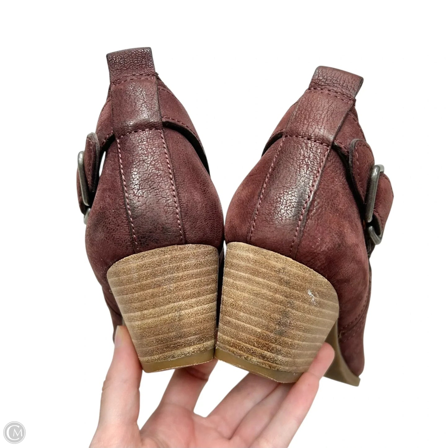 Boots Ankle Heels By Franco Sarto In Maroon, Size: 8