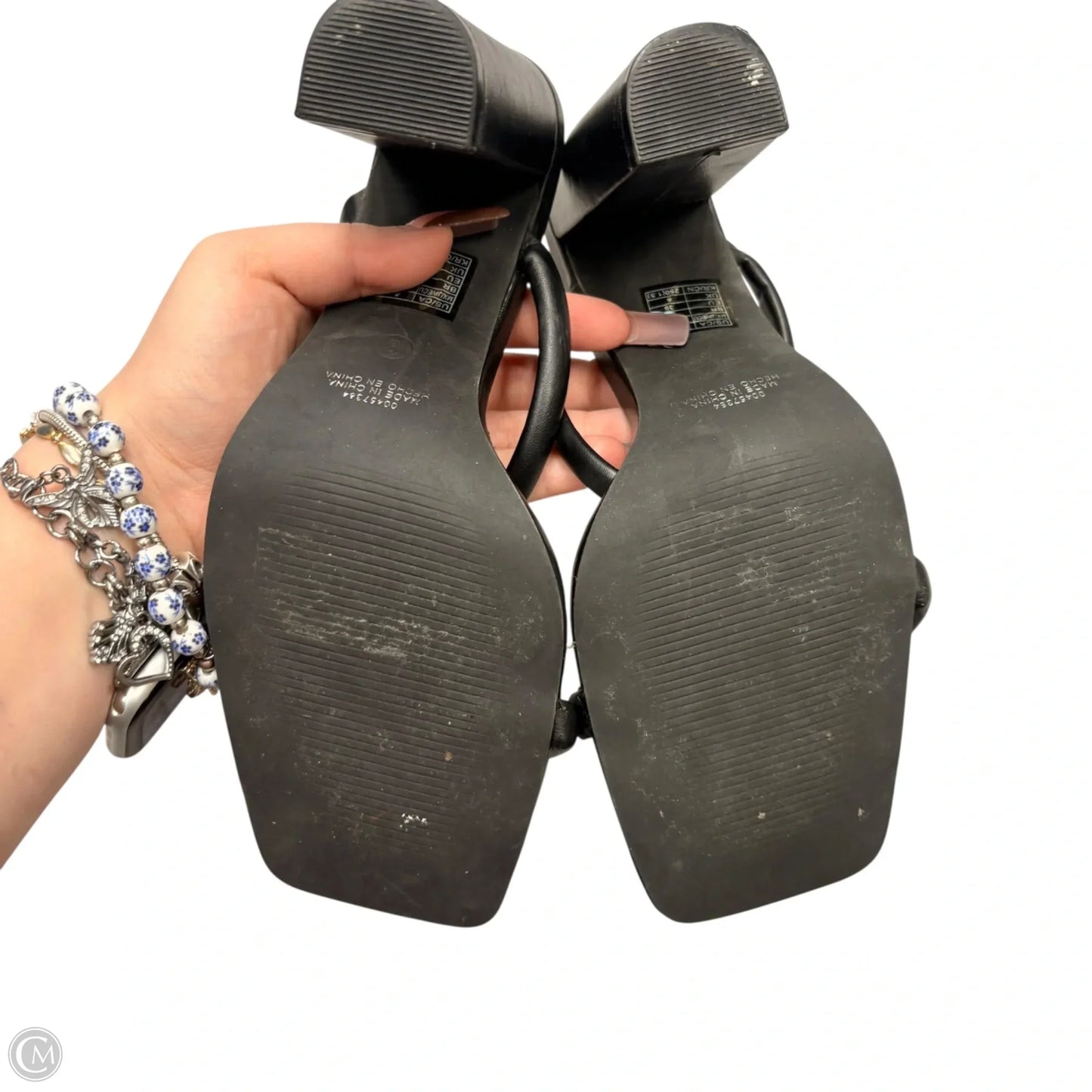 Sandals Heels Block By Forever 21 In Black, Size: 8