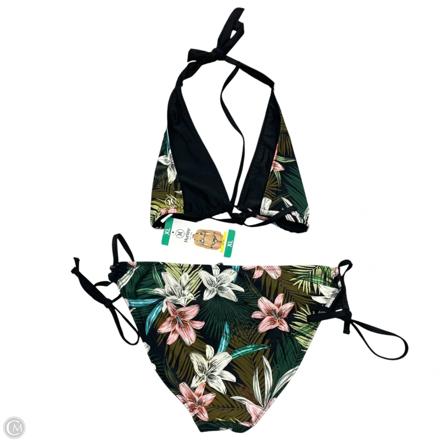 Swimsuit 2pc By Hurley In Black & Green, Size: Xl