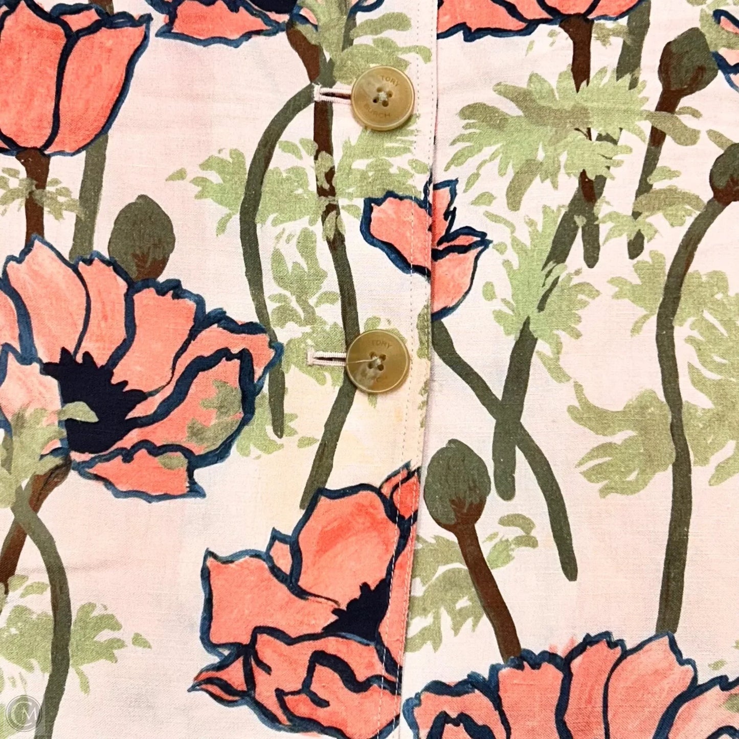 Dress Designer By Tory Burch In Green & Pink, Size: S