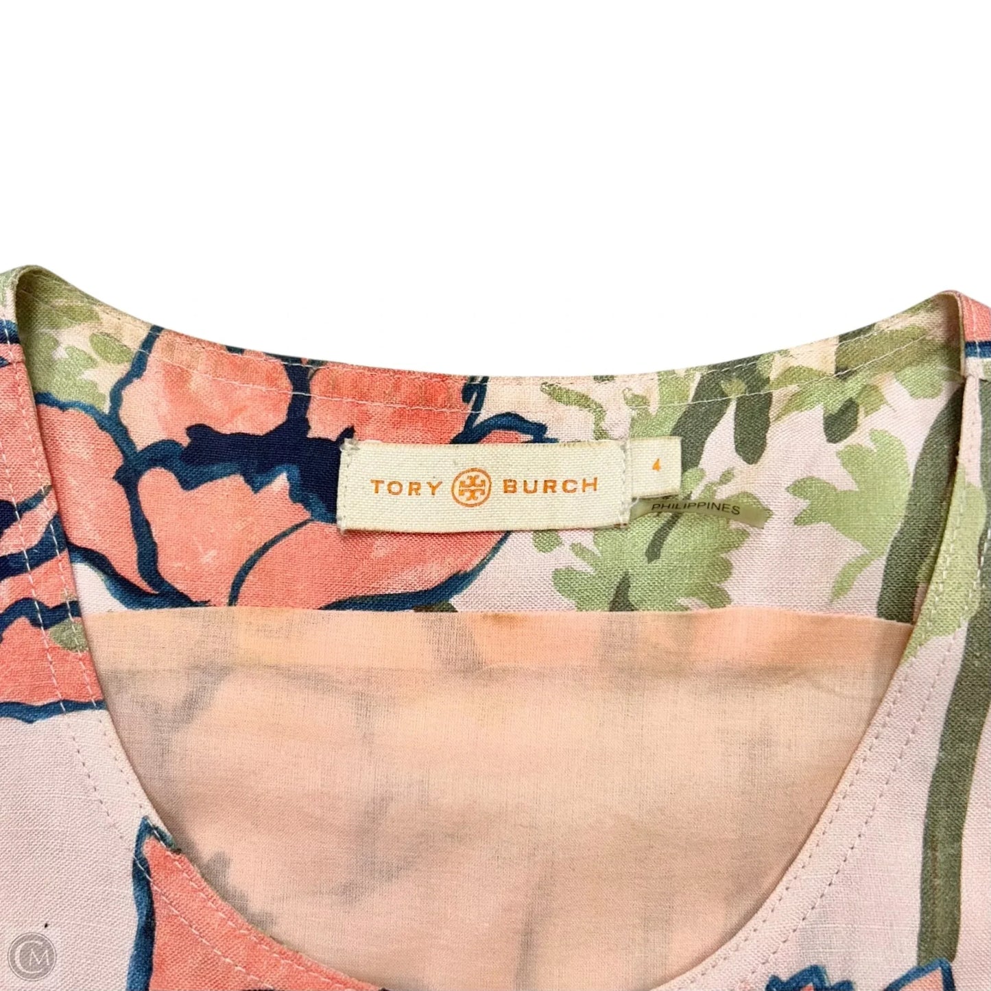 Dress Designer By Tory Burch In Green & Pink, Size: S