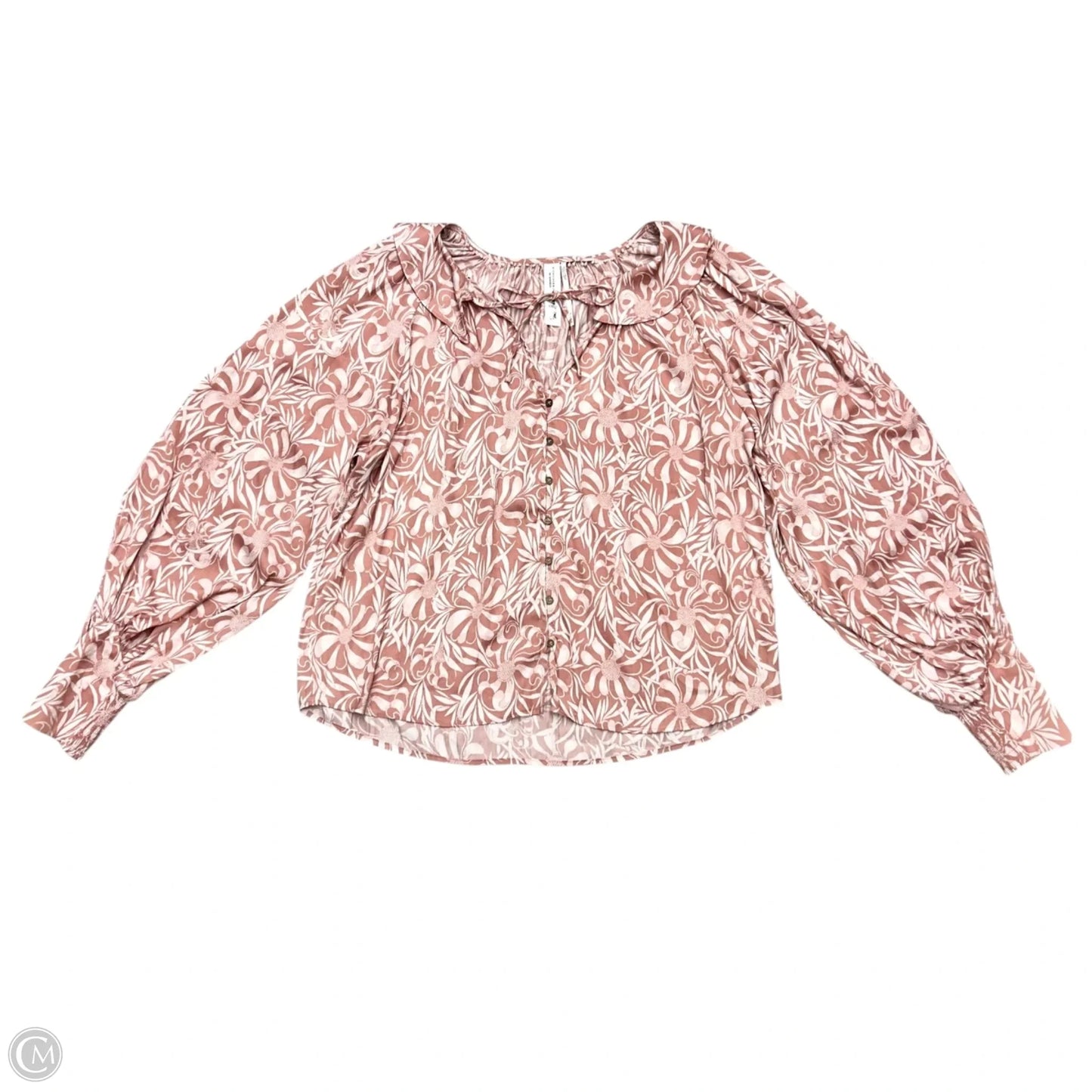 Blouse Long Sleeve By Anthropologie In Pink, Size: L