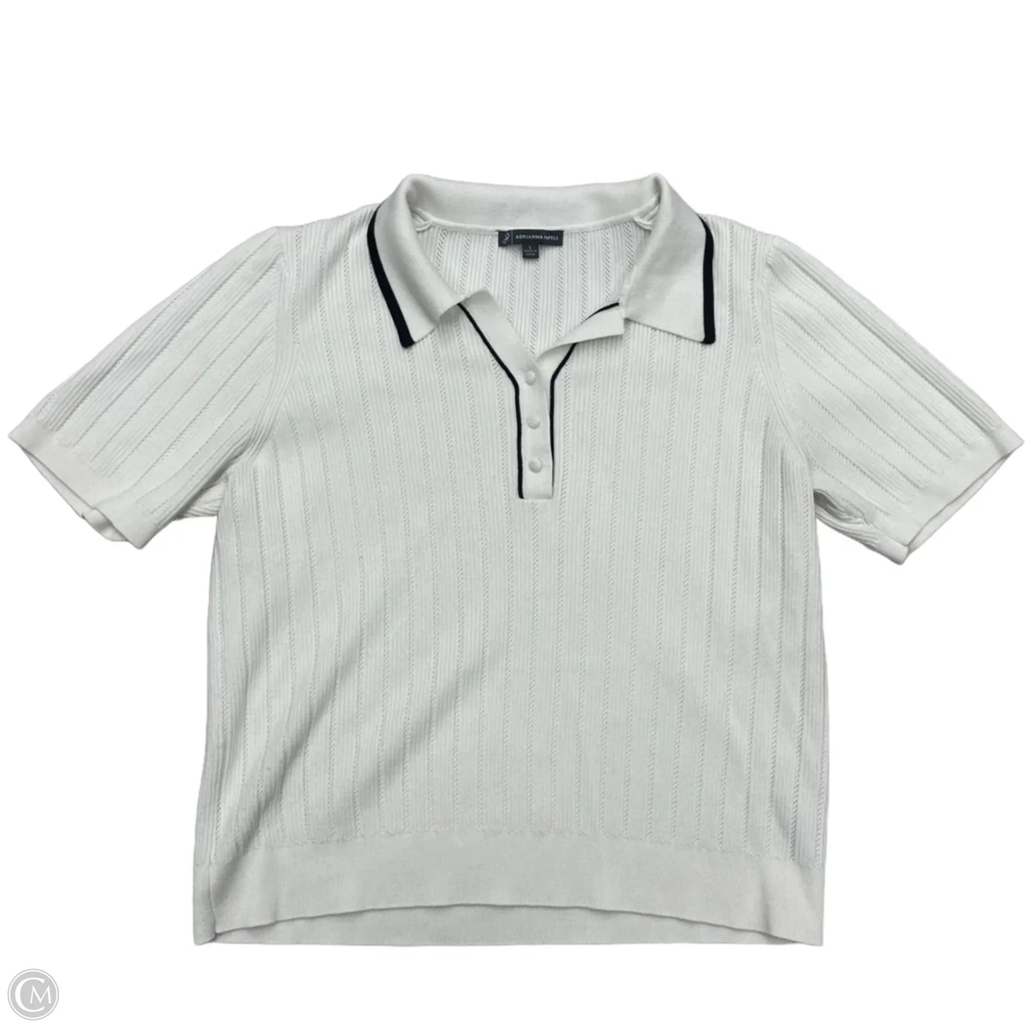 Top Short Sleeve By Adrianna Papell In White, Size: L