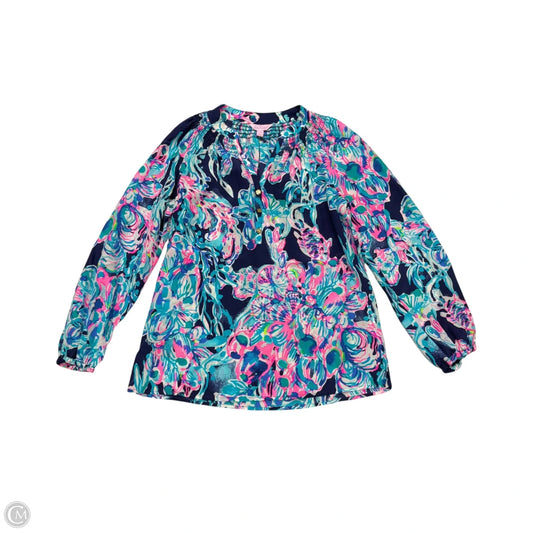 Top Long Sleeve Designer By Lilly Pulitzer In Blue & Pink, Size: Xs