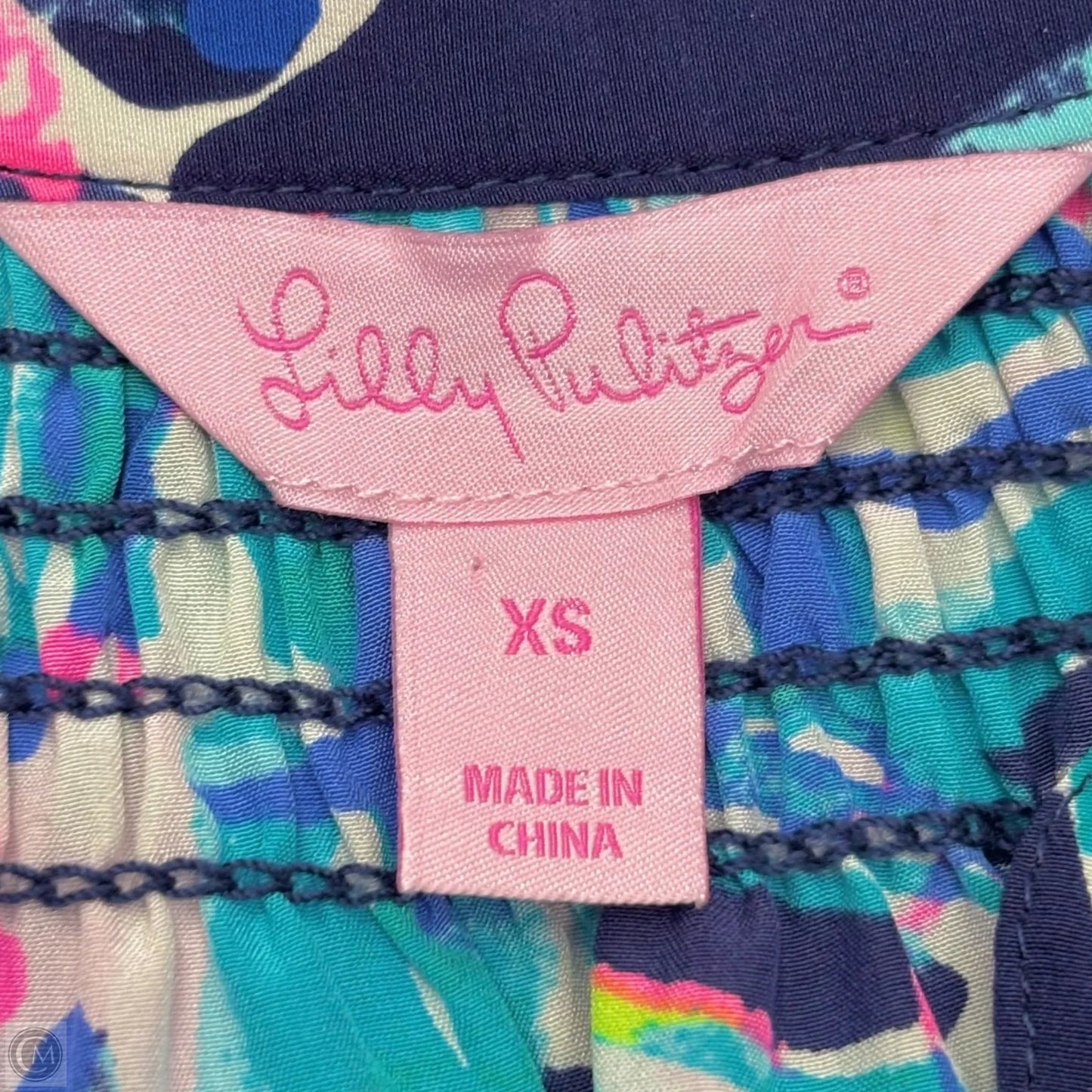 Top Long Sleeve Designer By Lilly Pulitzer In Blue & Pink, Size: Xs